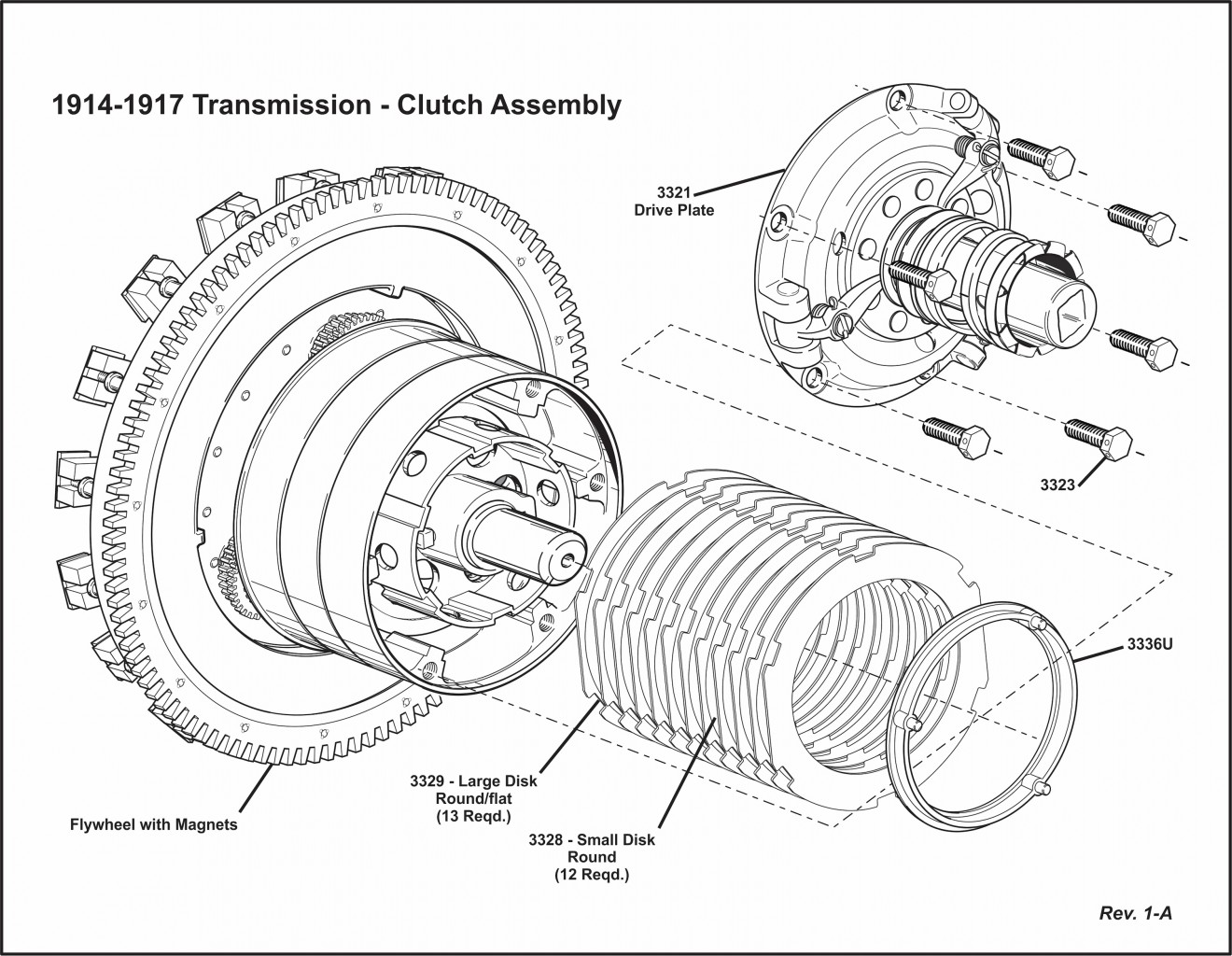 1914-1917 Transmission Clutch Disc & Drive Plate Assembly