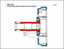1909-1920 Transmission Brake Drum Assembly Cross Section