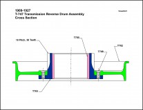 1909-1927-T747 Transmission Reverse Drum Cross Section