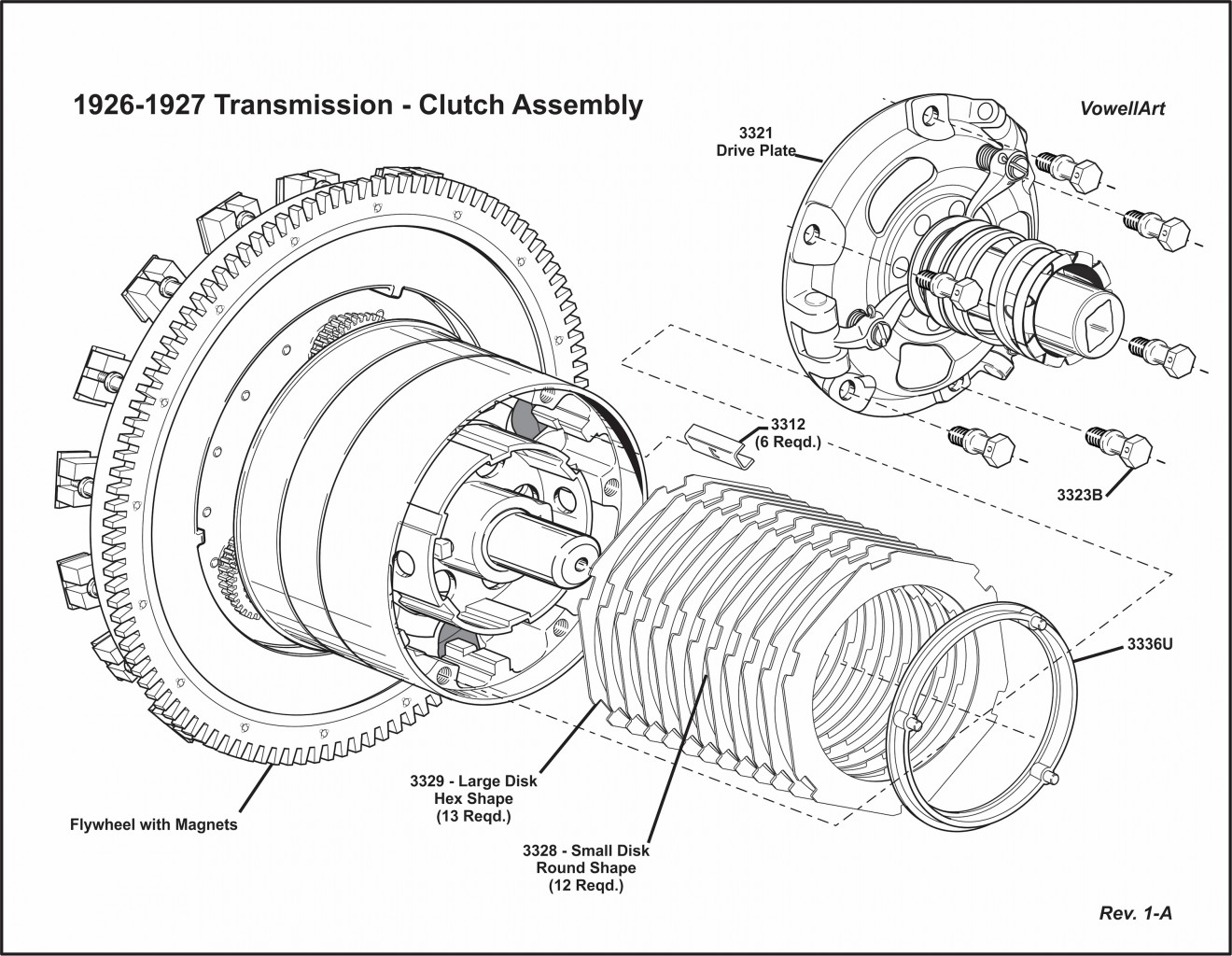 1926-1927 Transmission Clutch Discs & Drive Plate Assembly