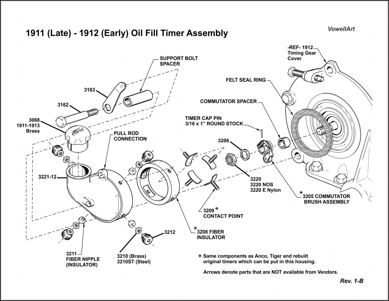 1911 (Late) 1912 (Early) Oil Fill Timer Assembly Rev. 1-B