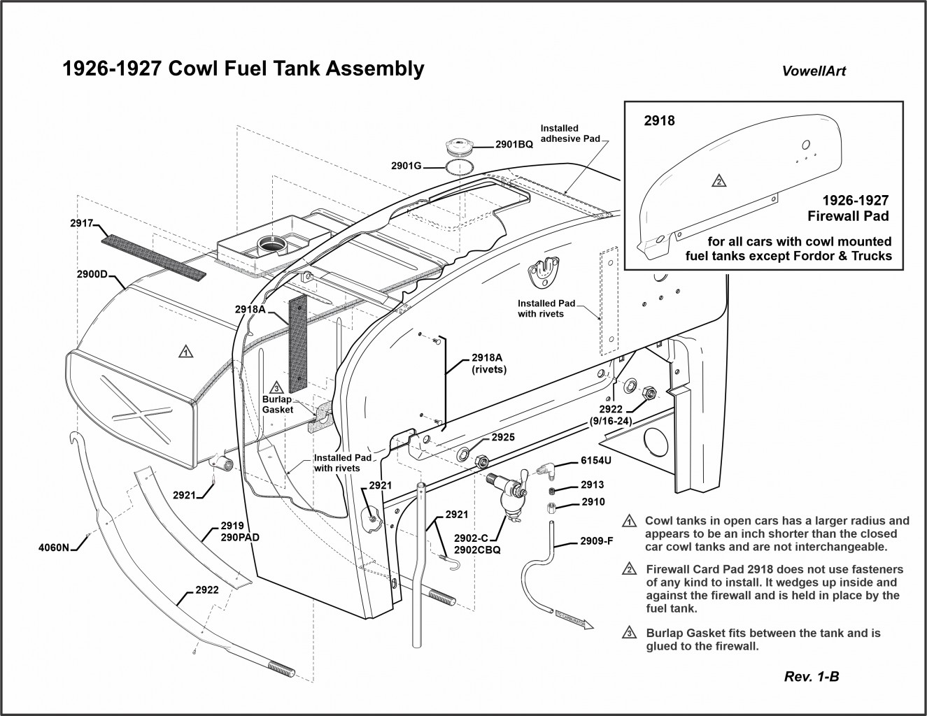 1926-1927 Cowl Fuel Tank Assembly