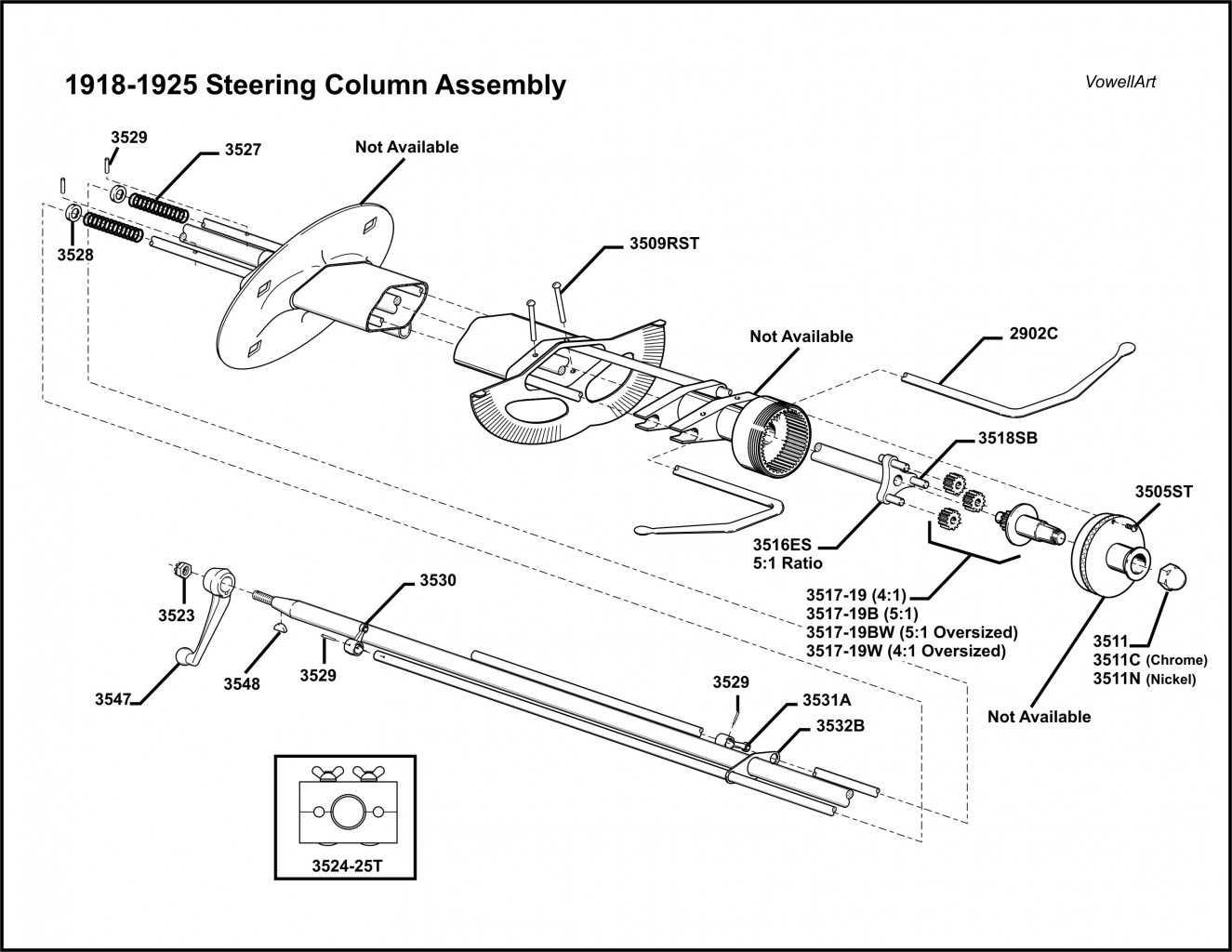 1918-1925 Steering Column Assembly