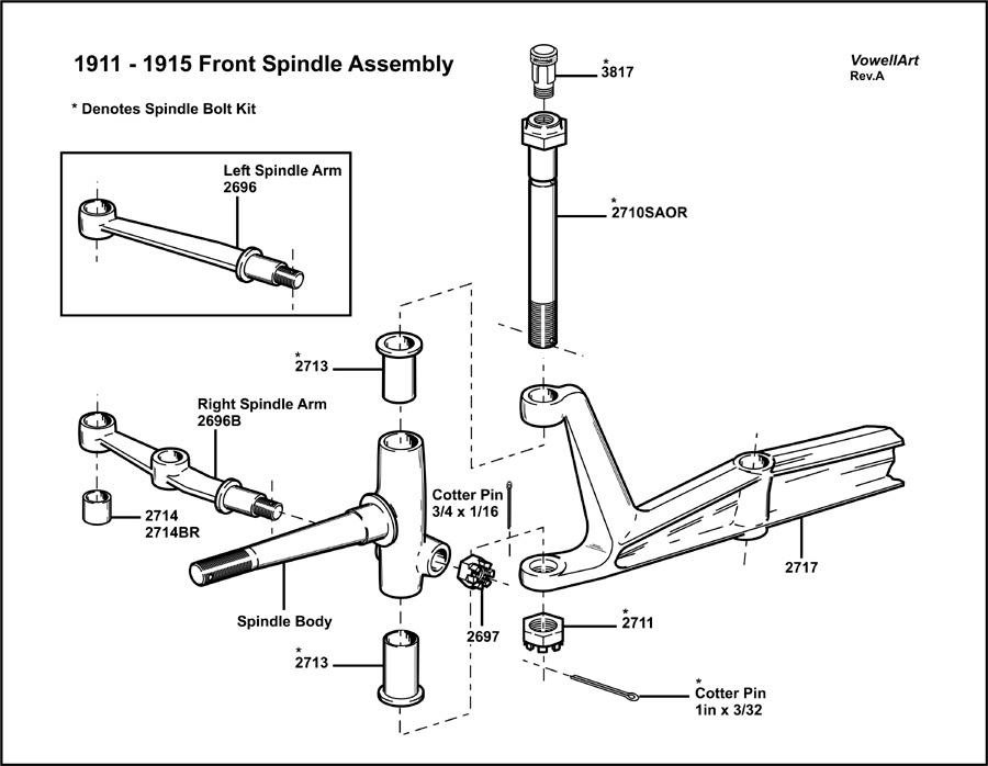1911-1915 Front Spindle Assembly