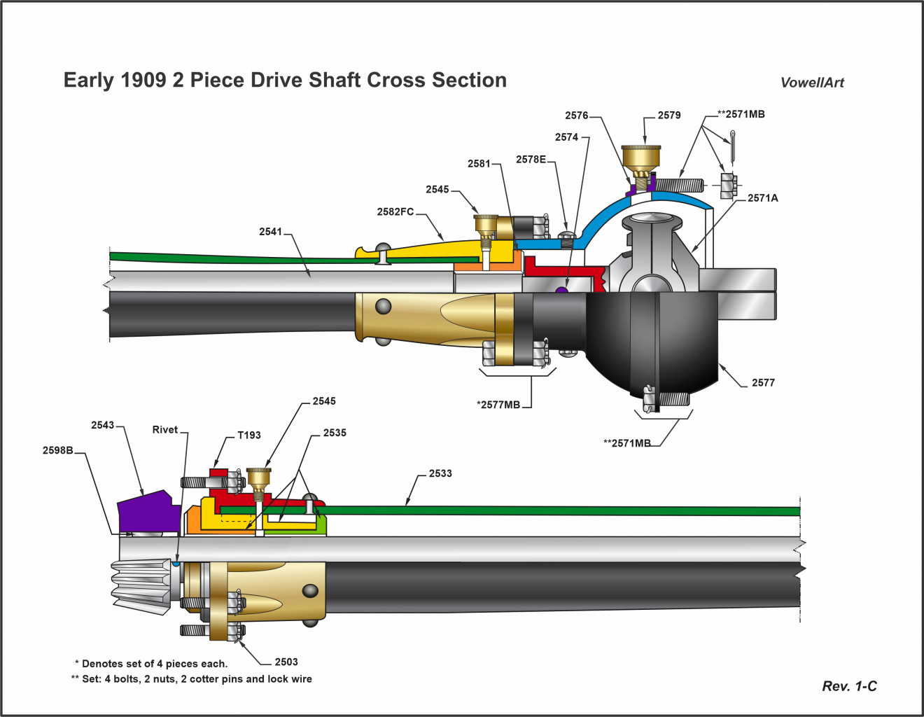1909-2 Piece Driveshaft Cross Section