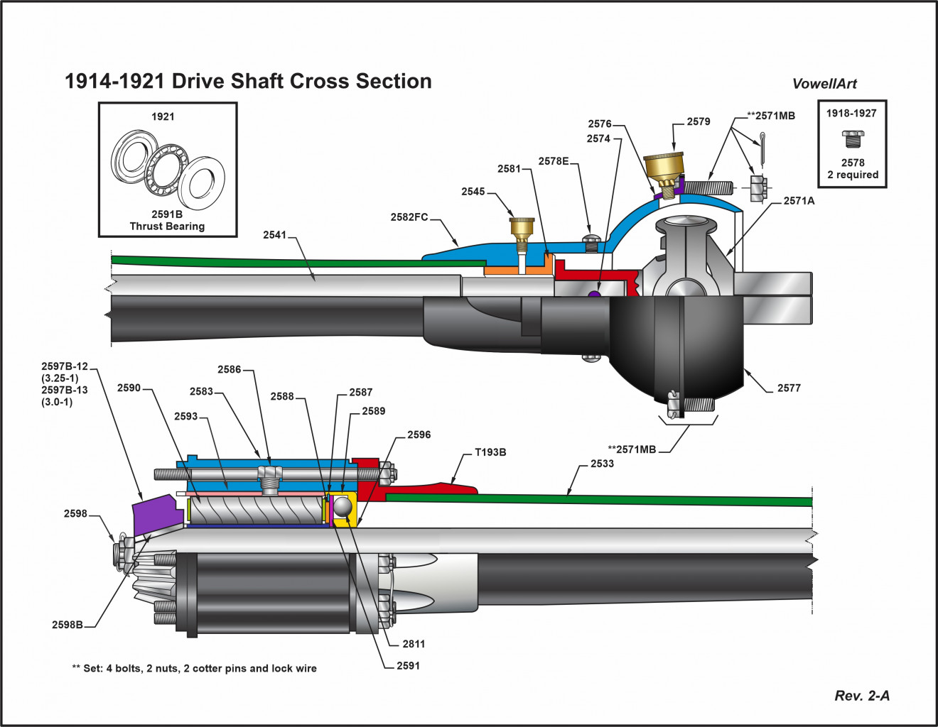 1914-1921 Driveshaft Color Cross Section