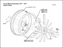 1911-1917 Front Wheel Assembly Wood Felloe