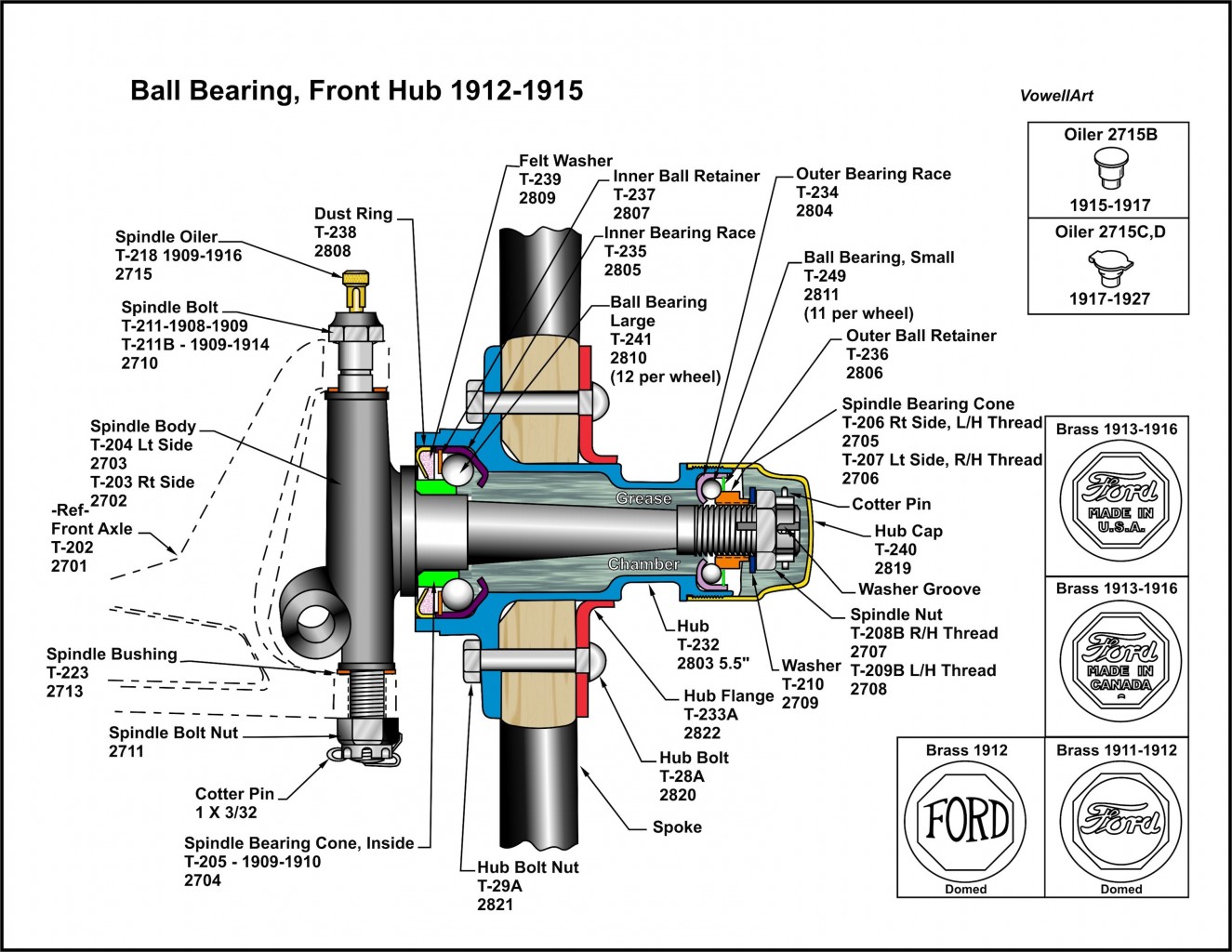 Cross Section 1912-1915 Ball Bearing Hub