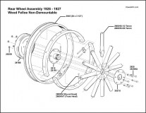 1926-1927 Wood Felloe Non Demountable Rear Wheel Assembly