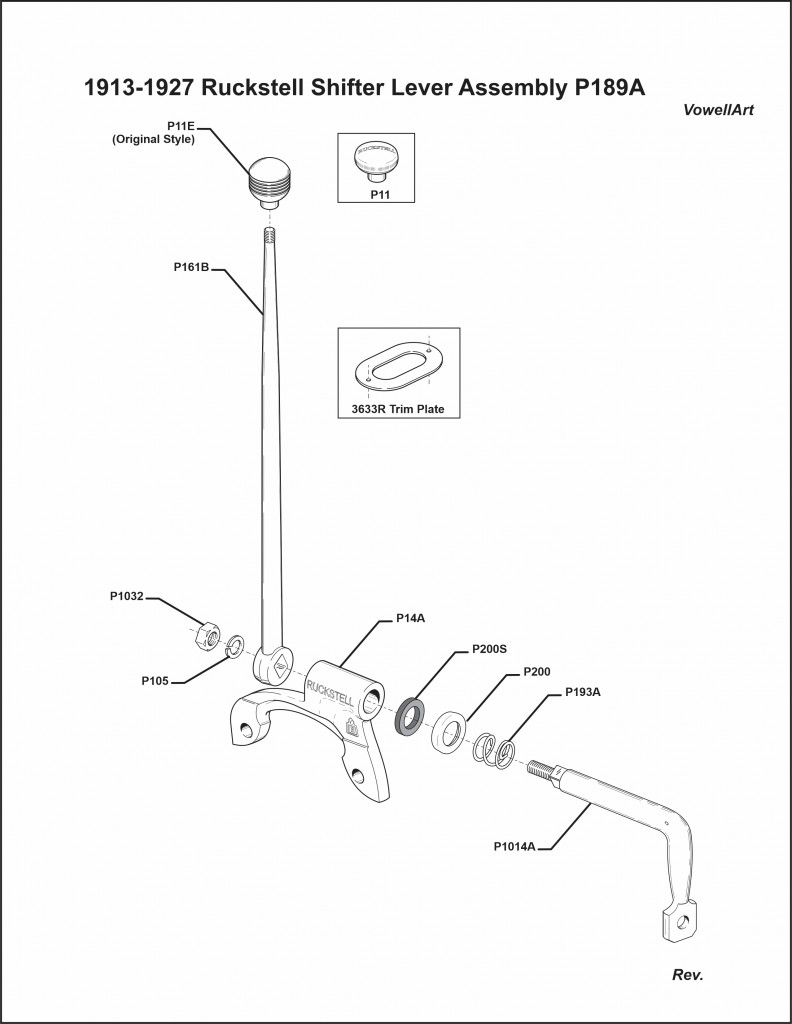 1913-1925 Ruckstell Shifter Lever Assembly P189A