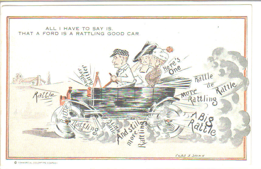 Rattling good car Ford cartoon card