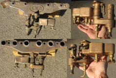 Carburetor: "K.M.C." Dual Fuel Carb and Manifold