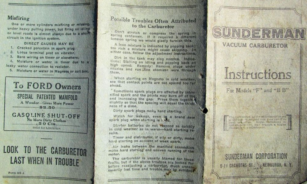 Carburetor: "Sunderman" User Manual