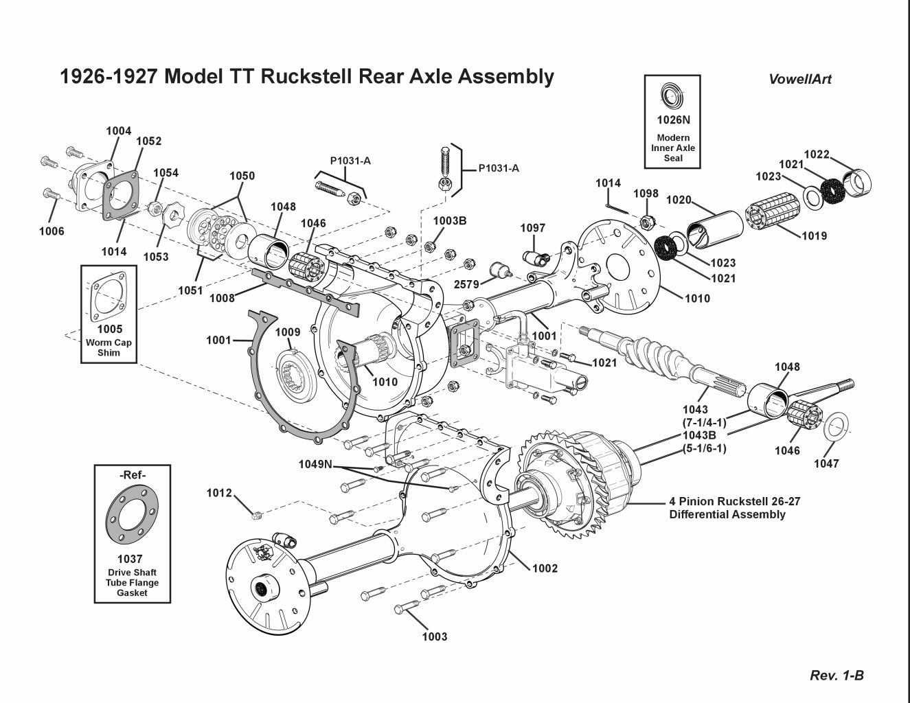 1926-1927 Model TT Ruckstell Rear Axle Assembly