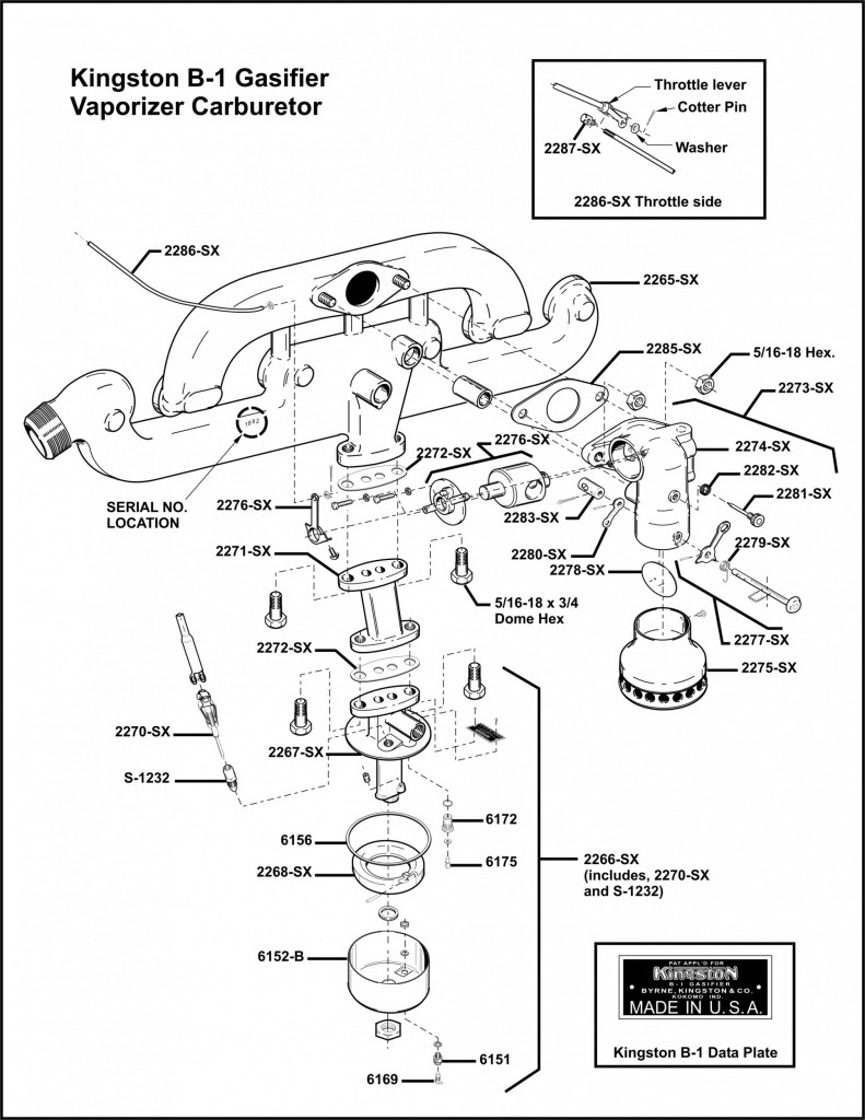 Kingston B1 Gasifier Vaporizer Carburetor Assembly