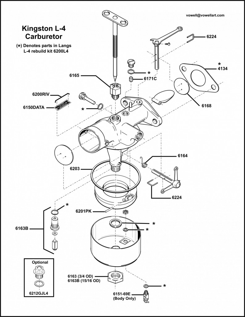 Kingston L-4 Carburetor Assembly