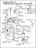 Kingston 4100, 553 5 Ball Carburetor (Late) 1910-1911 Assembly