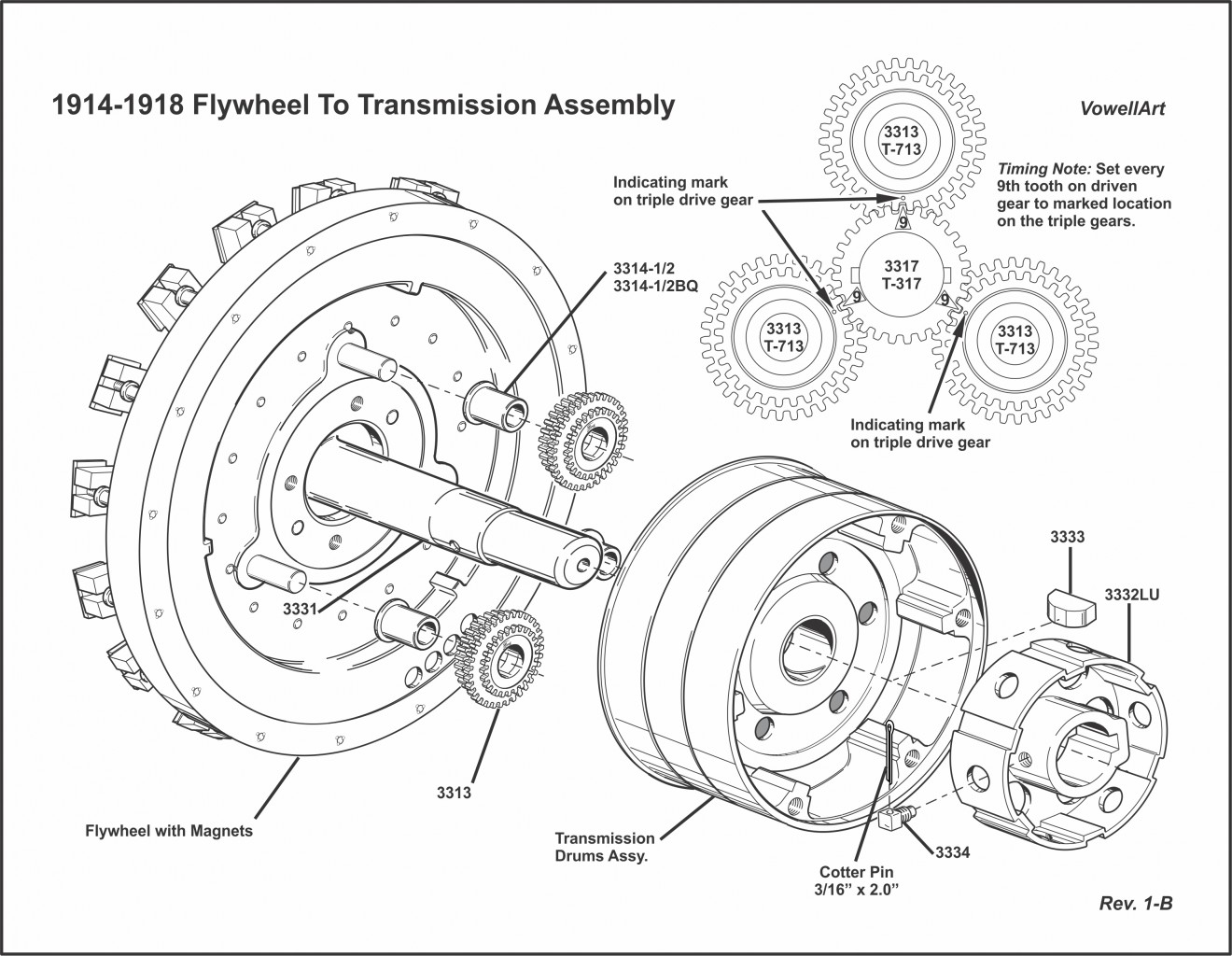 1914-1918 Flywheel Transmission Timing Assembly