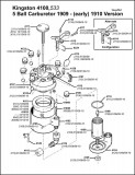 Kingston 4100, 533 5 BallCarburetor 1909 (Early) 1910 Assembly