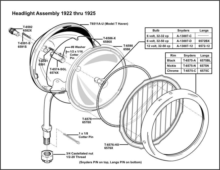 1922-1925 Electric Headlight Assembly