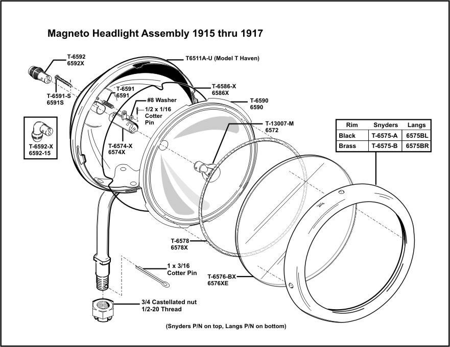 1915-1917 Magneto Headlight Assembly