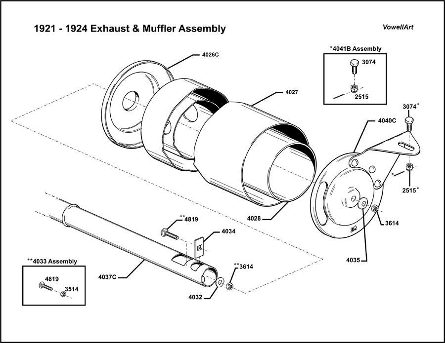 1921-1924 Exhaust & Muffler Assembly