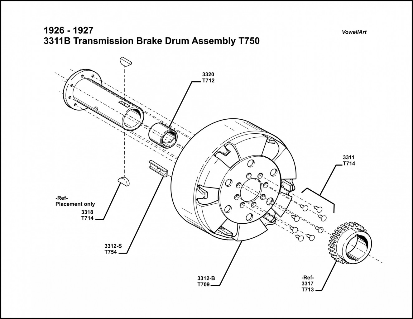1926-1927 3311B Transmission Brake Drum Assembly