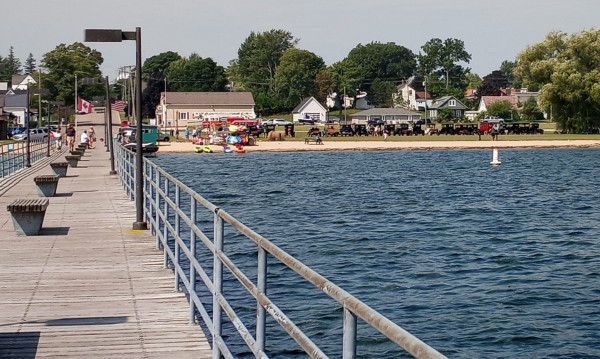 Not the easiest to see...but our cars up from the beach, from the view from the pier