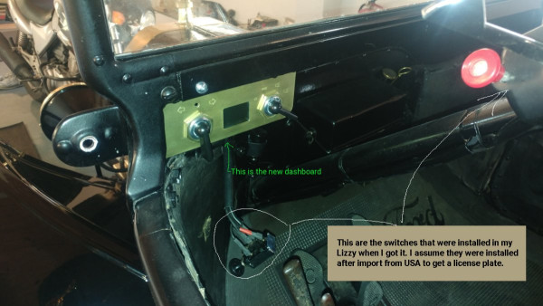 New dashboard mounted besides of old switches from former owner(s)