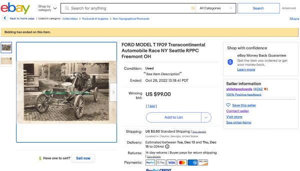 Ford No 1 ebay postcard screenshot.png