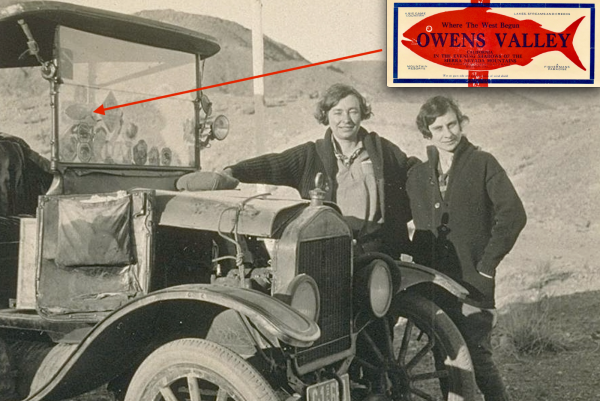 Owens Valley Bishop's Garage decal  Mrs Perrelet and Miss Murth death valley auto trip January 1926 Bancroft  .png