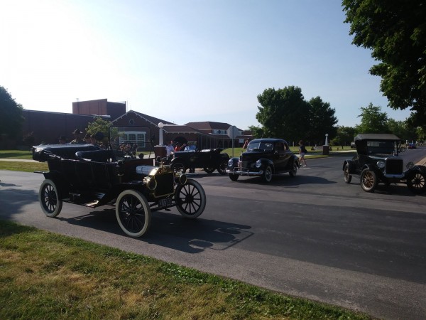 Our cars near the flag area