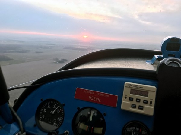 Setting up for landing as the Sun disappears in the west...