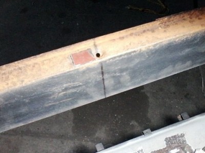 above windshield, patch piece is just floating tightly in place.