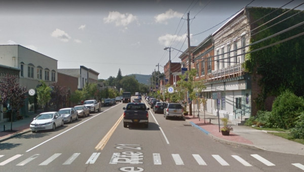 Naples, NY, Main Street facing SSW in the late morning hours.